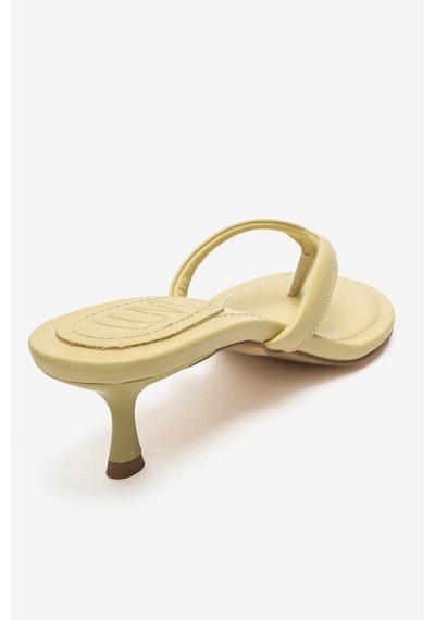 Luvi Shoes Norell Sarı Cilt Parmak Arası Kadın Topuklu Terlik