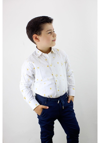 Doctor Junior Erkek Çocuk Katlanır Kollu Slim Fit Gömlek Sarı