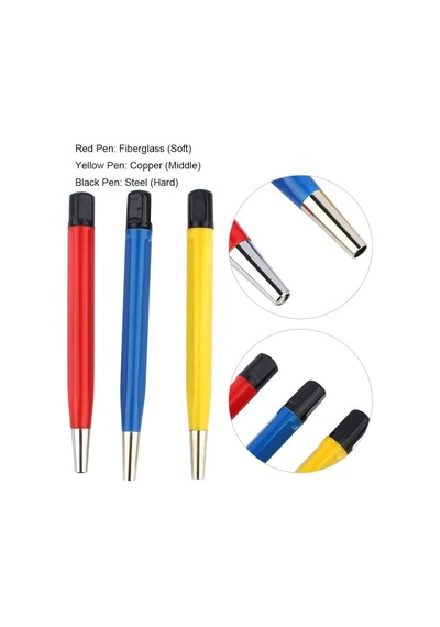 Oso Kalem Fırça Seti, 3 Adet Fiberglas Scratch Fırça Kalem Seti, Pas Ve Kir Sökücü, Pas Ve Korozyon Giderir, Ekonomik