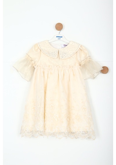 Xo Kids Kız Çocuk Elbise 4-12 Yaş 3192 Ekru