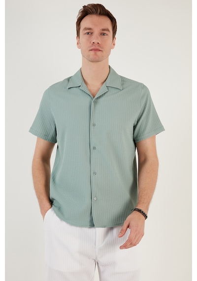 Buratti Apaş Yaka Kısa Kollu Regular Fit Erkek Gömlek Cf24S117842 Mint