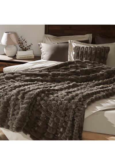 Linens Latrell Çift Kişilik Battaniye Kahve Kahverengi