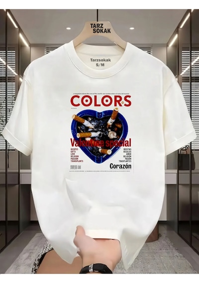 Tarzsokak Unisex Colots Valentine T-shirt Beyaz