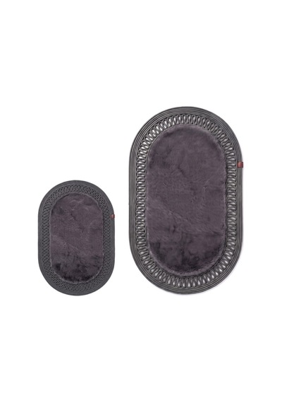 Banyo Paspası Takımı 60x100+40x60 Cm İç Trikot Antrasit Gri & Antrasit Gri