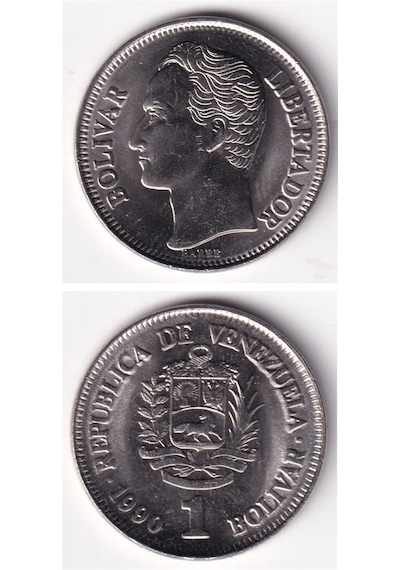 Venezuela, 1 Bolivar 1990 Çil Madeni Para
