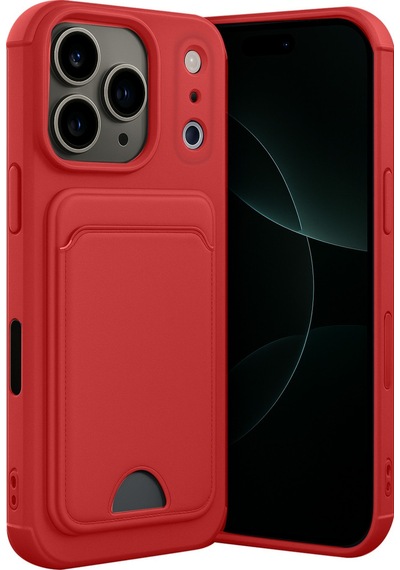 Apple iPhone  Uyumlu,  17 Pro Max Kelvin Kartvizitli Silikon - Kırmızı