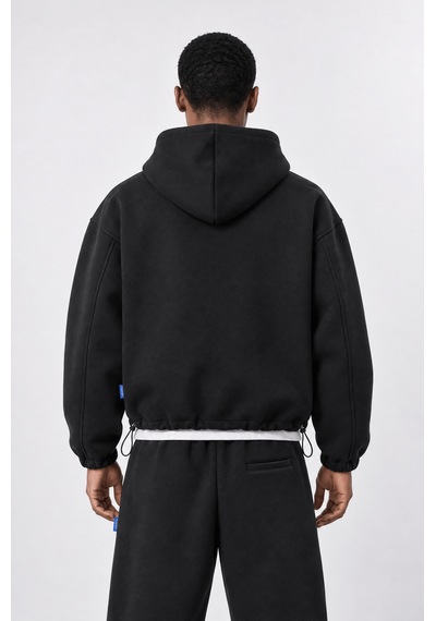 Respire Erkek Lastik Detaylı Panda Oversize Zip Siyah