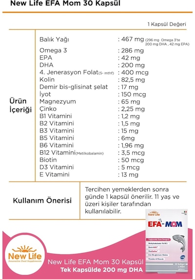 New Life Efa Mom 30 Kapsül 2 Adet