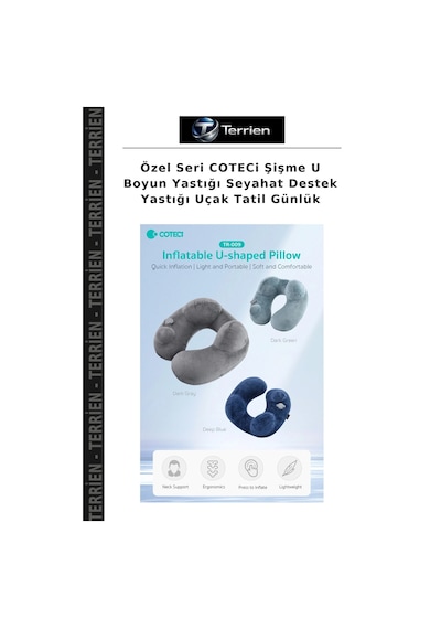 Özel Seri Coteci Şişme U Boyun Yastığı Seyahat Destek Yastığı Uçak Tatil Günlük