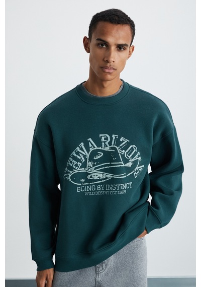Grımelange Hat Erkek Yumuşacık Yeşil Sweatshirt Yeşil