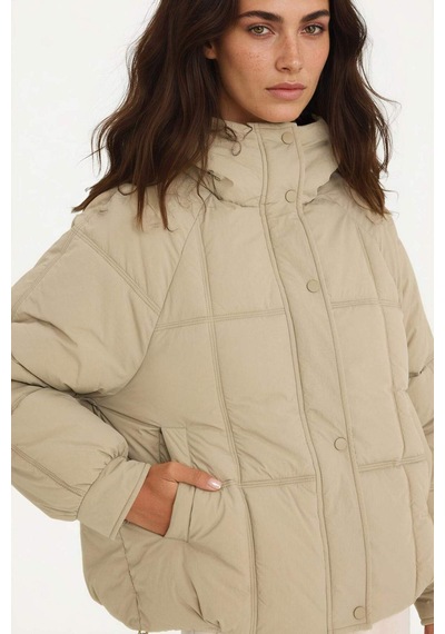Defacto Regular Fit Kapüşonlu Fermuarlı Şişme Mont F2144ax25wnkh402 Haki-kh402