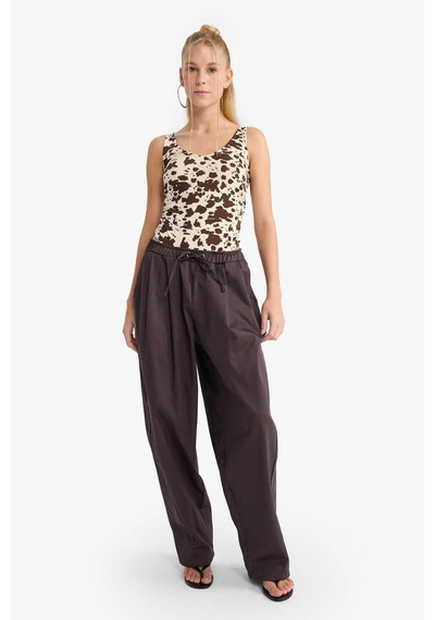 Defacto Coool Baggy Fit Normal Bel Gabardin Pantolon F7809ax25aubn596 Kahve