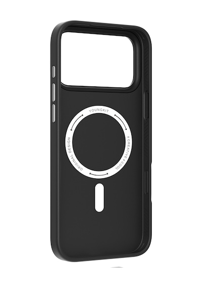 Apple Uyumlu iPhone 17 Pro Max Kılıf M-safeli Basit Mat Deri Desenli Youngkit Tech Fashion Serisi Kapak Siyah Siyah
