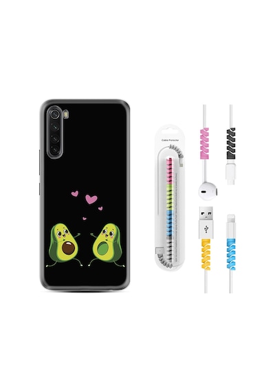 Xiaomi Redmi Note 8 Kılıf +Kablo Koruyucu Aşık Avokadolar 1642