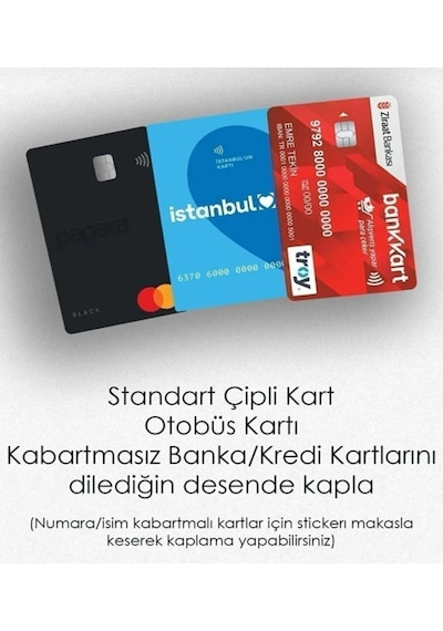 3'lü American Express - Papara, Tosla, Otobüs Kart Kaplama Stickeri Kredi Kartı Için Diğer