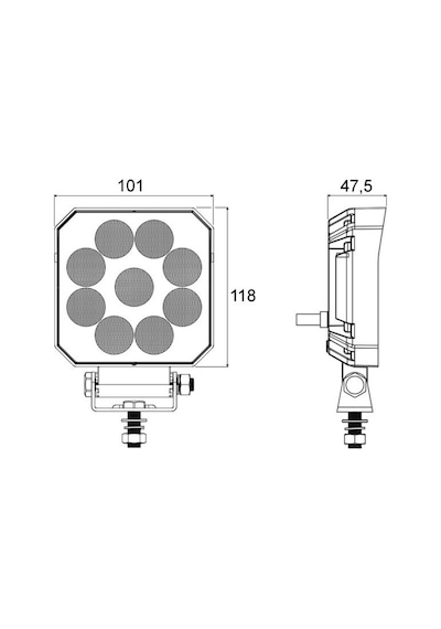 16w Kare 9 Ledli Kombo Sis Farı Off Road Çalışma Tekne Lambası