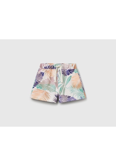 Benetton Kız Çocuk G Desenli Şort Beyaz