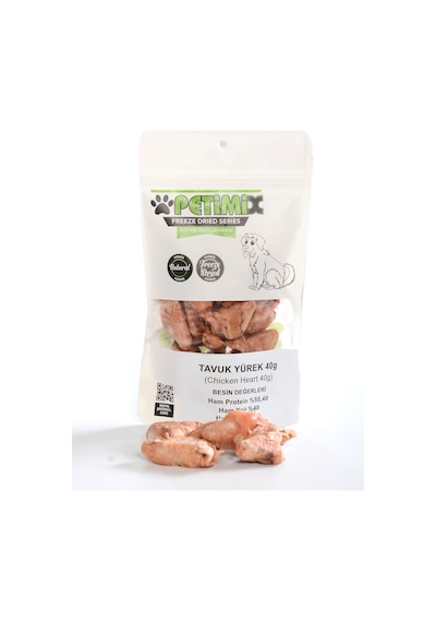 Petimix Freeze Dry Tavuk Yürek Barf Köpek Ödül Maması 40 G