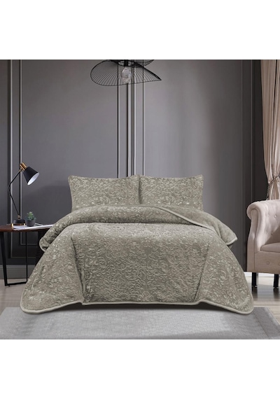 Soft Battaniye Çift Kişilik 220 X 240 Haki Yastık Kılıfı Hediyeli Haki