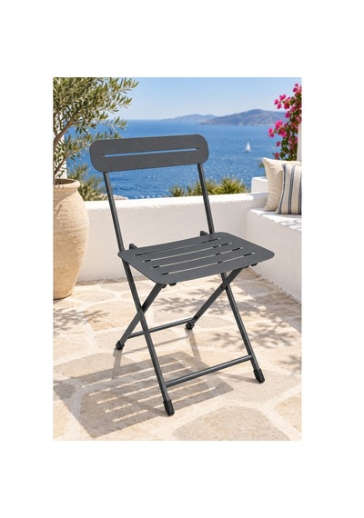 Katlanır Metal Balkon Bahçe Sandalyesi Bistro Sandalye Tekli Füme 1648