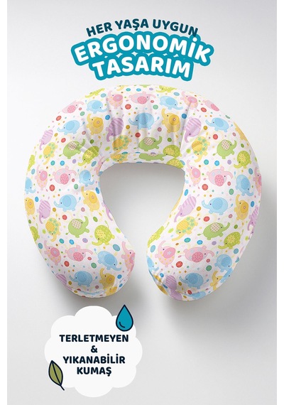 Renkli Sevimli Kaplumbağa Desenli Boyun Yastığı - Pastel Pembe Yeşil Mavi Seyahat Yastığı Doygun Fırtına Keten