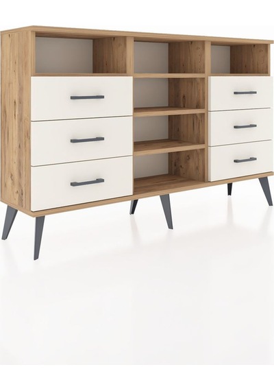 Arges Konsol 5 Raflı 6 Çekmeceli 132x30x83 Çam-çam/aytaşı Çam/aytaşı