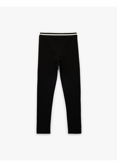 Koton Beli Lastikli Renk Bloklu Basic Tayt Siyah 6wkg40014ak Siyah