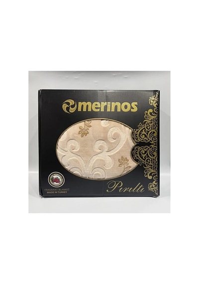 Pırıltı Embos Çift Kişilik Battaniye - Bej Gold Işlemeli Bej