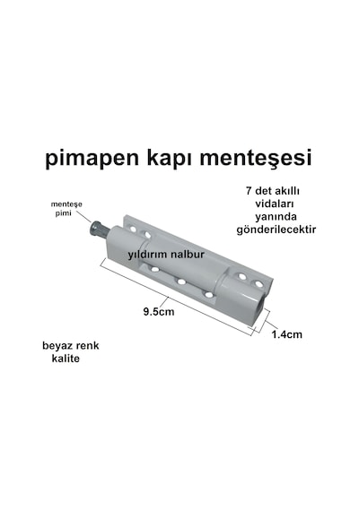 4 Adet Pimapen Menteşesi Kapı için 9.5 Cm Beyaz Vidalar Yanında