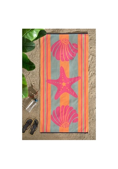 70x150 Cm Boyutunda Pembe Renkli Plaj Havlusu Açık Bej