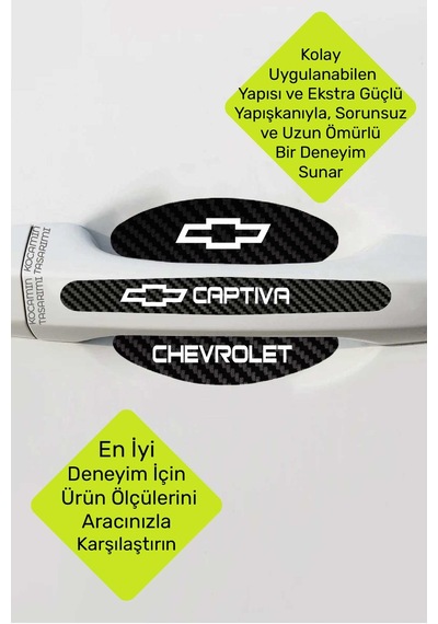 Şık Görünüm Sunan Chevrolet Captiva Kapı İçi Kolları Karbon Koruma Folyo Seti 8 Parça Dayanıklı Malzeme