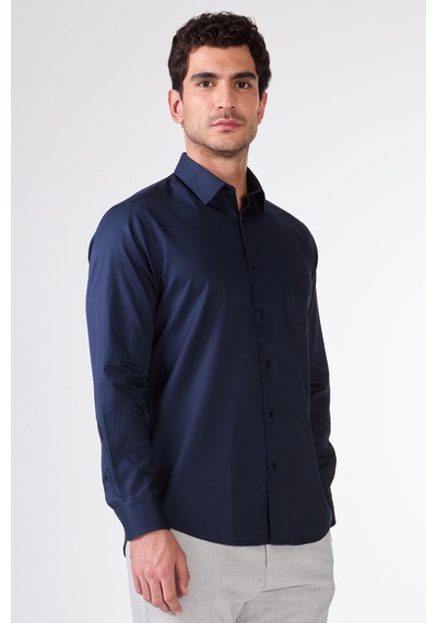Dufy Lacivert Erkek Slim Fit Klasik Yaka Uzun Kol Gömlek - 108000 Lacivert