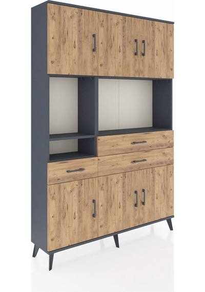 Arges Dolap 9 Raflı 3 Çekmeceli 6 Kapaklı 132x30x195 Antrasit-çam/çam Atlas Çam/atlas Çam Arges Dolap 9 Raflı 3 Çekmeceli 6 Kapaklı 132x30x195 Antrasit-çam/çam Atlas Çam/atlas Çam