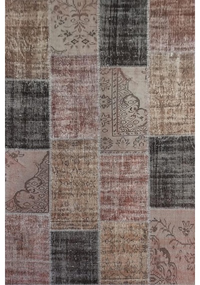 Çam Halı Pw928 Kahve El Dokuma Patchwork Yün Halı - 160x230