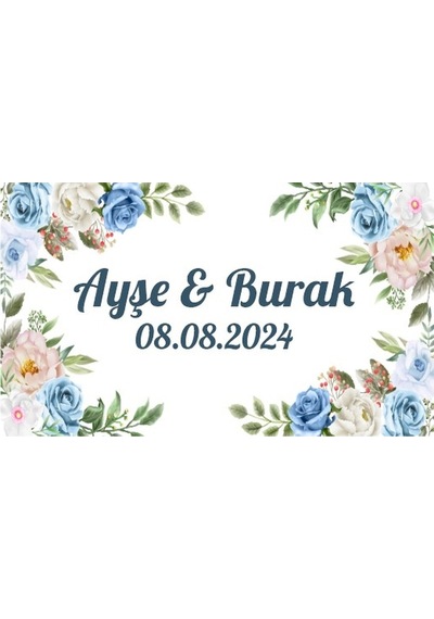 Şık Yaprak Çelengi Etiketi Kına Nişan Düğün 3x3 Cm Özel Etiket / 50 Adet Sticker Beyaz