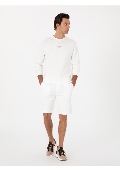 Ekru Comfort Fit Bisiklet Yaka Sweatshirt Bej