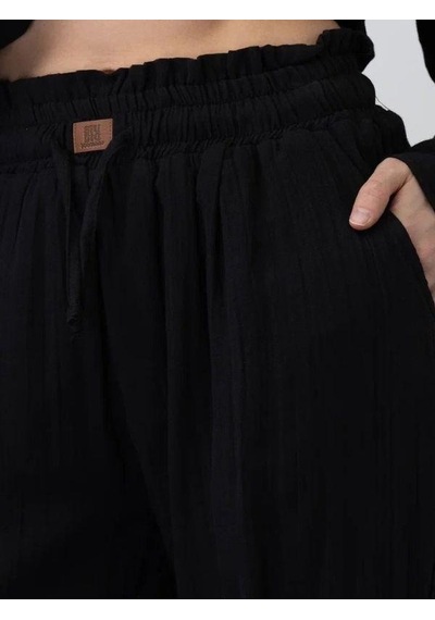 Zekids Kız Çocuk Müslin Kumaş Gömlek Pantolon Takım-15786 Siyah
