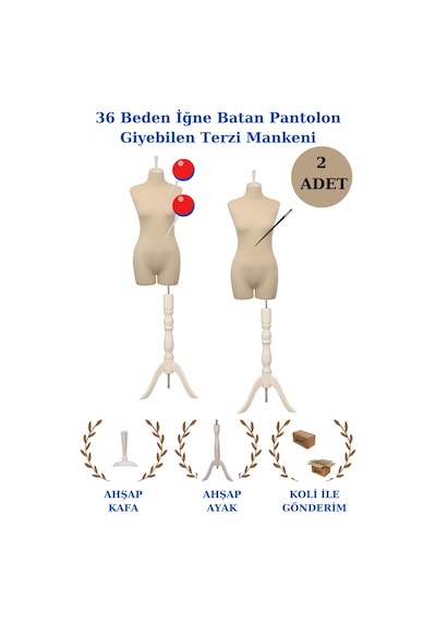 2 Adet Pantolon Giyebilen 36 Beden Süngerli Terzi Prova Mankeni 1