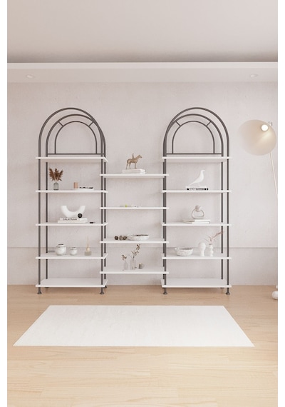 Çevir Kur Bohem Beyaz Kitaplık Çok Amaçlı Dekoratif Dolap & Raf 199x203x29 Beyaz