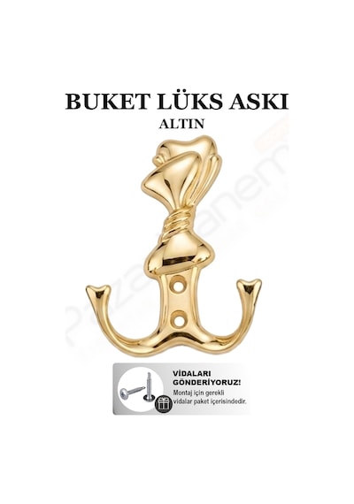 Buket Askı Lüks Vestiyer Duvar Dolap Elbise Askısı Altın