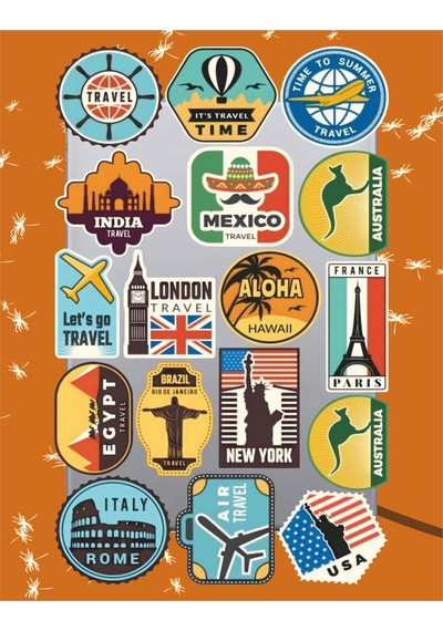 Vintage Travel Sticker Seti Laptop Ajanda Notebook Tablet Telefon Defter Etiket Bullet Journal Diğer