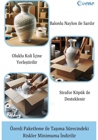 Vazo Küçük Vazo Masa Üstü Vazo Ev Dekorasyon Vazo Siyah Model 27 Beyaz Beyaz