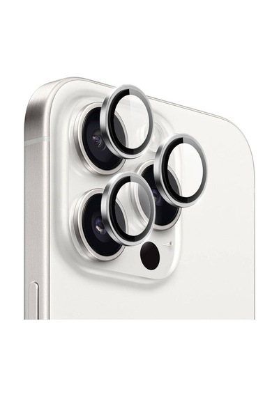 Ennar Apple Uyumlu iPhone 16 Pro Max Gerçek Cam Safir Tam Koruma Safir Kamera Lensi Gümüş Gümüş