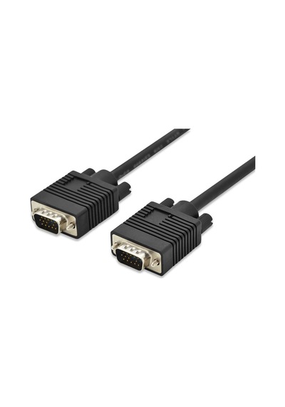 Vga Monitör Kablosu, Dsub 15 Erkek Dsub 15 Erkek, 5 Metre, Cu, 3coax/7c, Awg28, 2x Ferrite Filtreli, Ul, Siyah Renk-19225