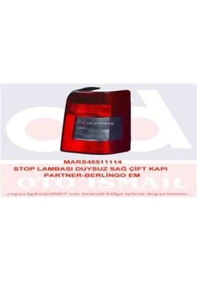 Mars 511114 Stop Lambası Duysuz Sağ Çift Kapı Partner-berlıngo Em 6351.h2
