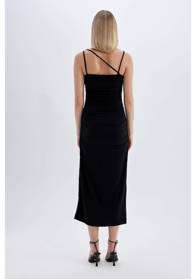 DeFacto Bodycon Askılı Midi Elbise C8948AX24SMBK81