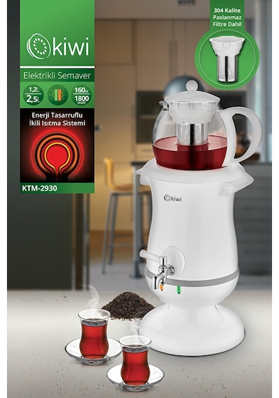 Kiwi Ktm-2930 2.5 L Elektrikli Semaver Çay Makinesi