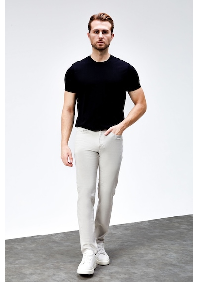 HLT Jeans Erkek Taşlamalı Mavi Regular Fit Rahat Kesim Esnek Likralı Denim Jeans Kot Pantolon Hlthe001918 Taş