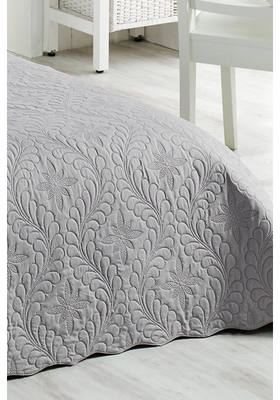 İvy Gri Çift Kişilik Microfiber Kapitone Yatak Örtüsü Nocolor-fed22383