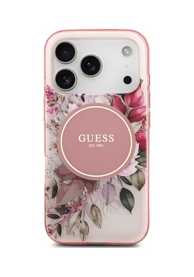 Apple Uyumlu iPhone 17 Pro Kılıf Guess Lisanslı M-safe Özellikli Flower Tonal Circle Kapak Pembe Pembe